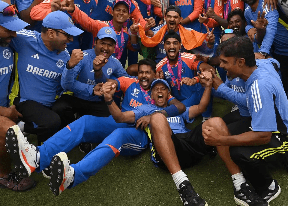 Team India celebrating in T20 World Cup final